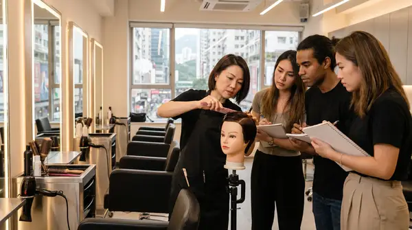 one on one hairdressing class at Canvas Hair and Beauty Academy Hong Kong