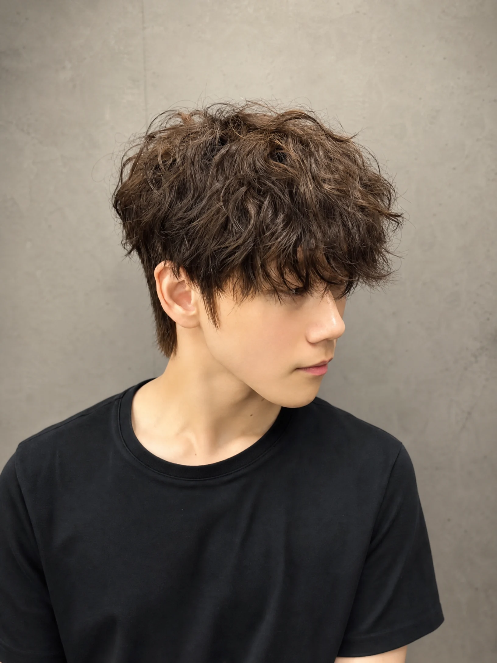 Canvas Academy 男士電髮作品 — 棕色蓬鬆捲燙 空氣感造型